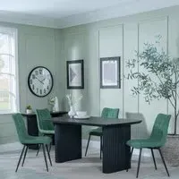 Bern Fluted Dining Set - Black, Green Fabric