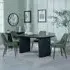 Bern Fluted Dining Set - Black, Green Fabric