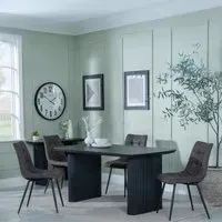 Bern Fluted Dining Set - Black, Grey Fabric
