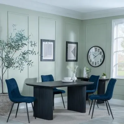 Bern Fluted Dining Set - Blue, Black