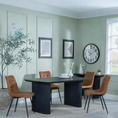 Bern Fluted Dining Set - Brown, Black
