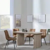 Bern Fluted Dining Set - Brown, Oak Effect