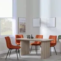 Bern Fluted Dining Set - Orange, Oak Effect