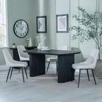 Bern Fluted Dining Set with Darwin Chairs - Black, Cream
