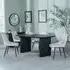 Bern Fluted Dining Set with Darwin Chairs - Black, Cream