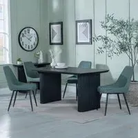 Bern Fluted Dining Set with Darwin Chairs - Black, Green