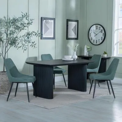 Bern Fluted Dining Set with Darwin Chairs - Black, Green