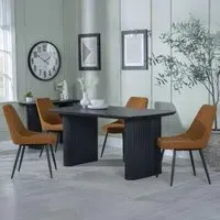 Bern Fluted Dining Set with Darwin Chairs - Black, Orange