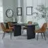 Bern Fluted Dining Set with Darwin Chairs - Black, Orange