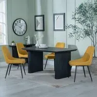 Bern Fluted Dining Set with Darwin Chairs - Black, Yellow