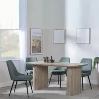 Bern Fluted Dining Set with Darwin Chairs - Oak, Green