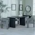 Bern Fluted Dining Set with Kiefer Chairs - Black, Grey Boucle