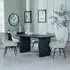 Bern Fluted Dining Set with Swivel Chairs - Black, Beige