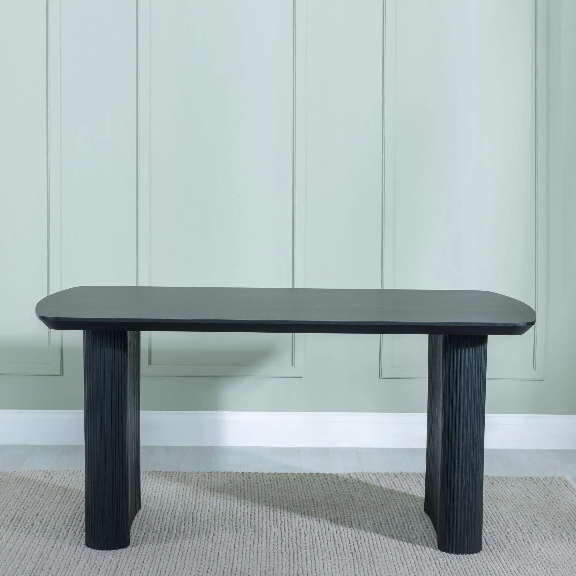 Bern Fluted Dining Set with Swivel Chairs - Black, Blue