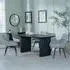 Bern Fluted Dining Set with Swivel Chairs - Black, Grey