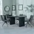 Bern Fluted Dining Set with Swivel Chairs - Black, Leather