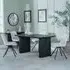 Bern Fluted Dining Set with Swivel Chairs - Cream, Black