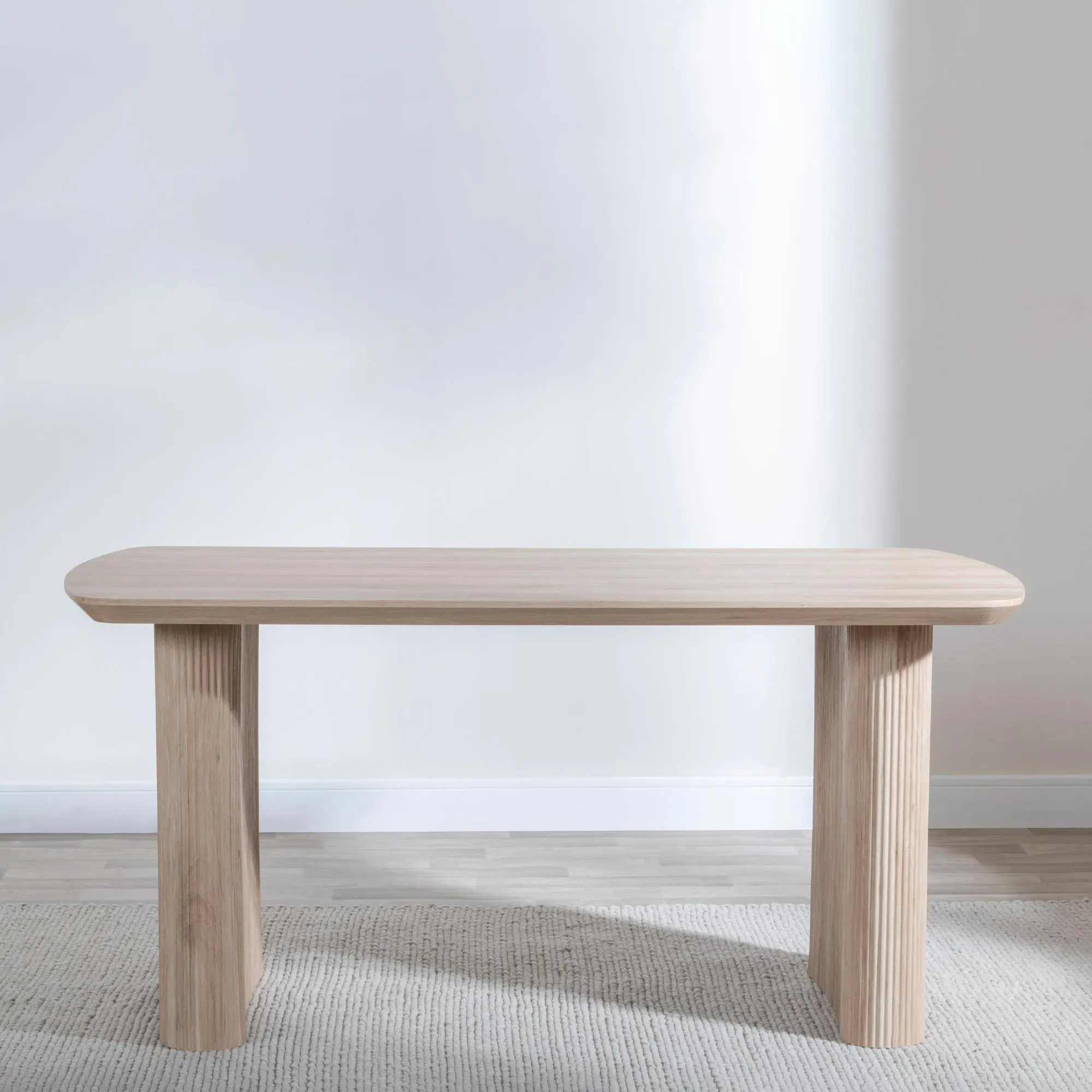 Bern Fluted Dining Set with Swivel Chairs - Cream, Oak