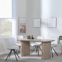 Bern Fluted Dining Set with Swivel Chairs - Cream, Oak