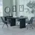 Bern Fluted Dining Set with Swivel Chairs - Dark Grey, Black