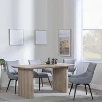 Bern Fluted Dining Set with Swivel Chairs - Oak, Grey