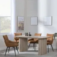 Bern Fluted Dining Set with Swivel Chairs - Oak, Orange