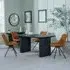 Bern Fluted Dining Set with Swivel Chairs - Orange, Black