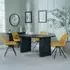 Bern Fluted Dining Set with Swivel Chairs - Yellow, Black