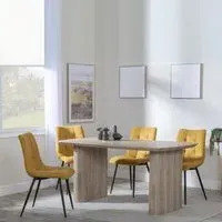 Bern Fluted Dining Set - Yellow, Oak Effect