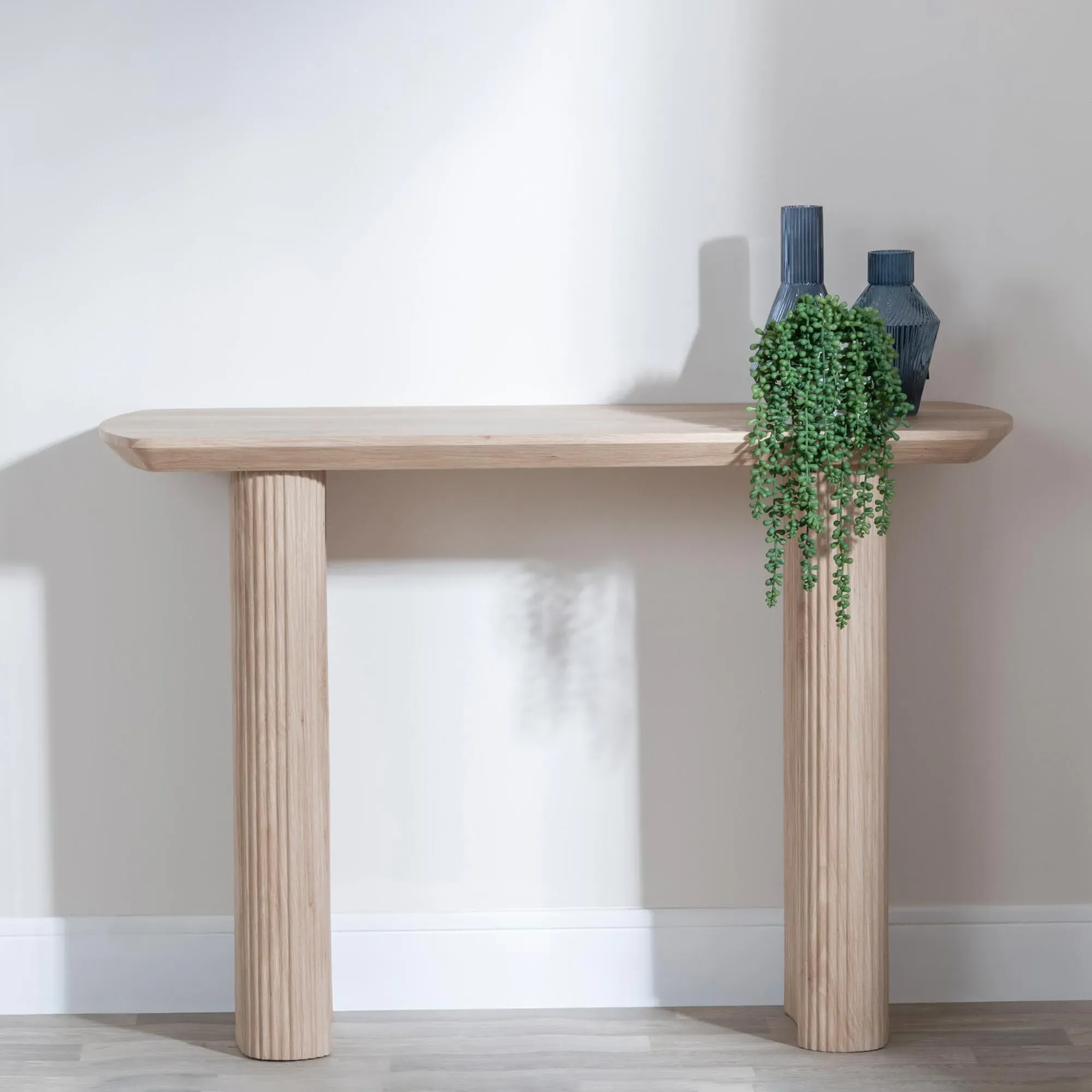 Bern Fluted Oval Console Table - Oak