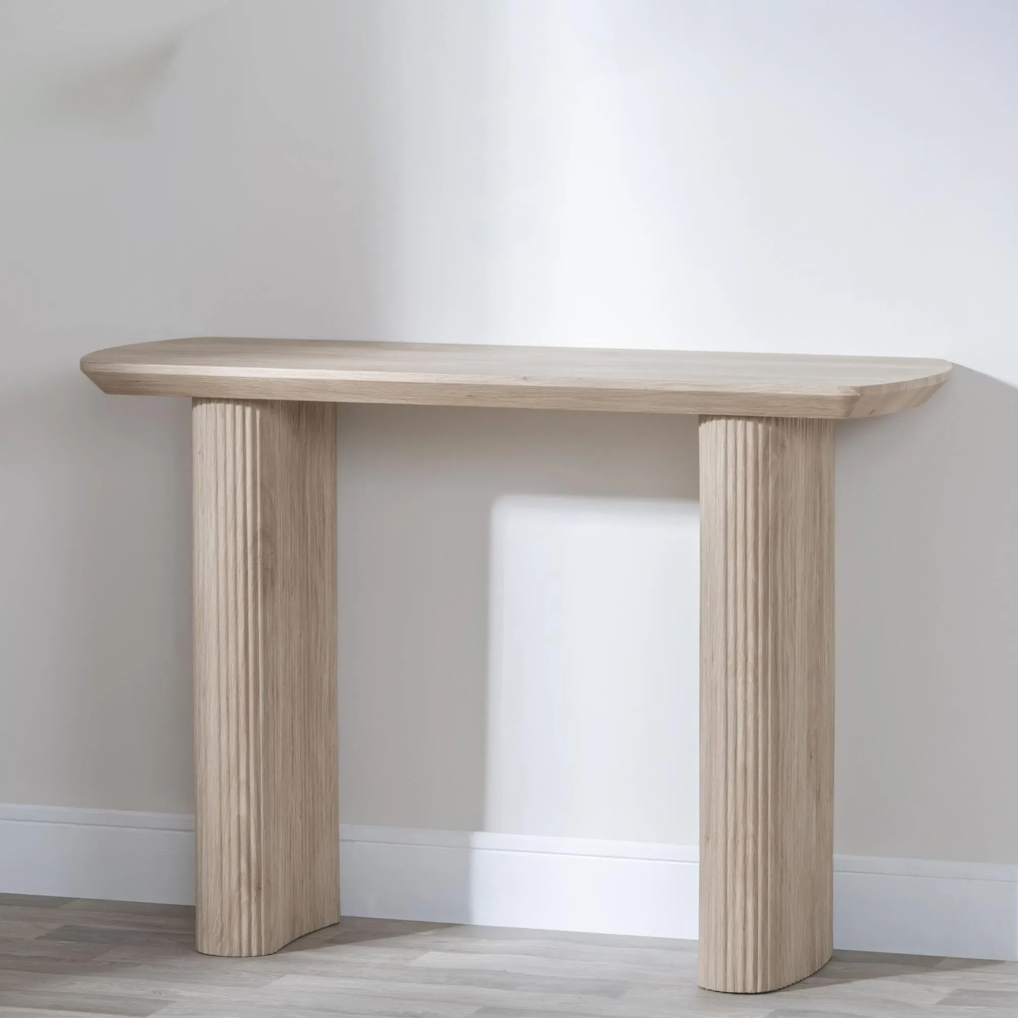 Bern Fluted Oval Console Table - Oak