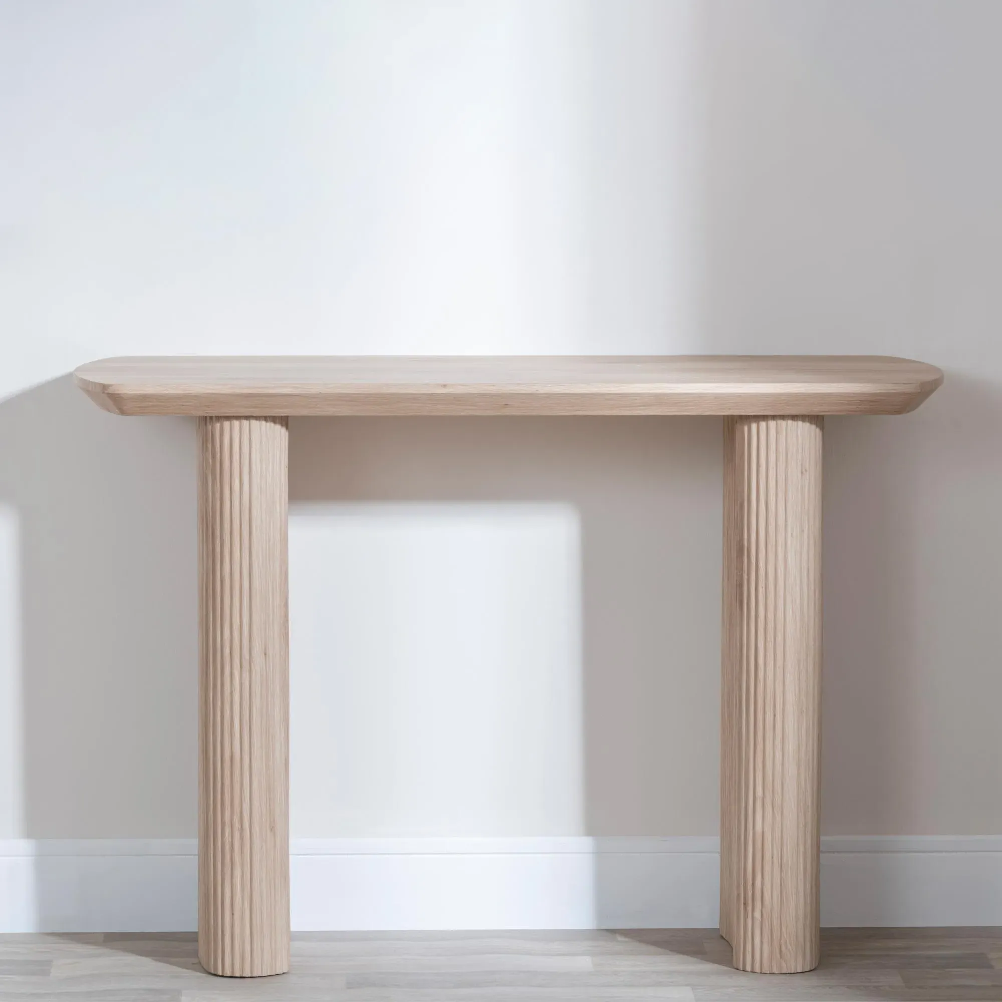 Bern Fluted Oval Console Table - Oak