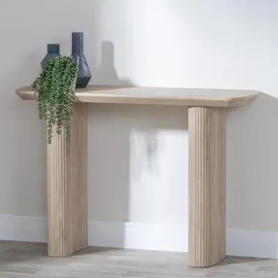 Bern Fluted Oval Console Table - Oak