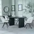 Bern Fluted Rectangular Dining Set with Swivel Chairs - Cream