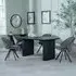 Bern Fluted Rectangular Dining Set with Swivel Chairs - Dark Grey