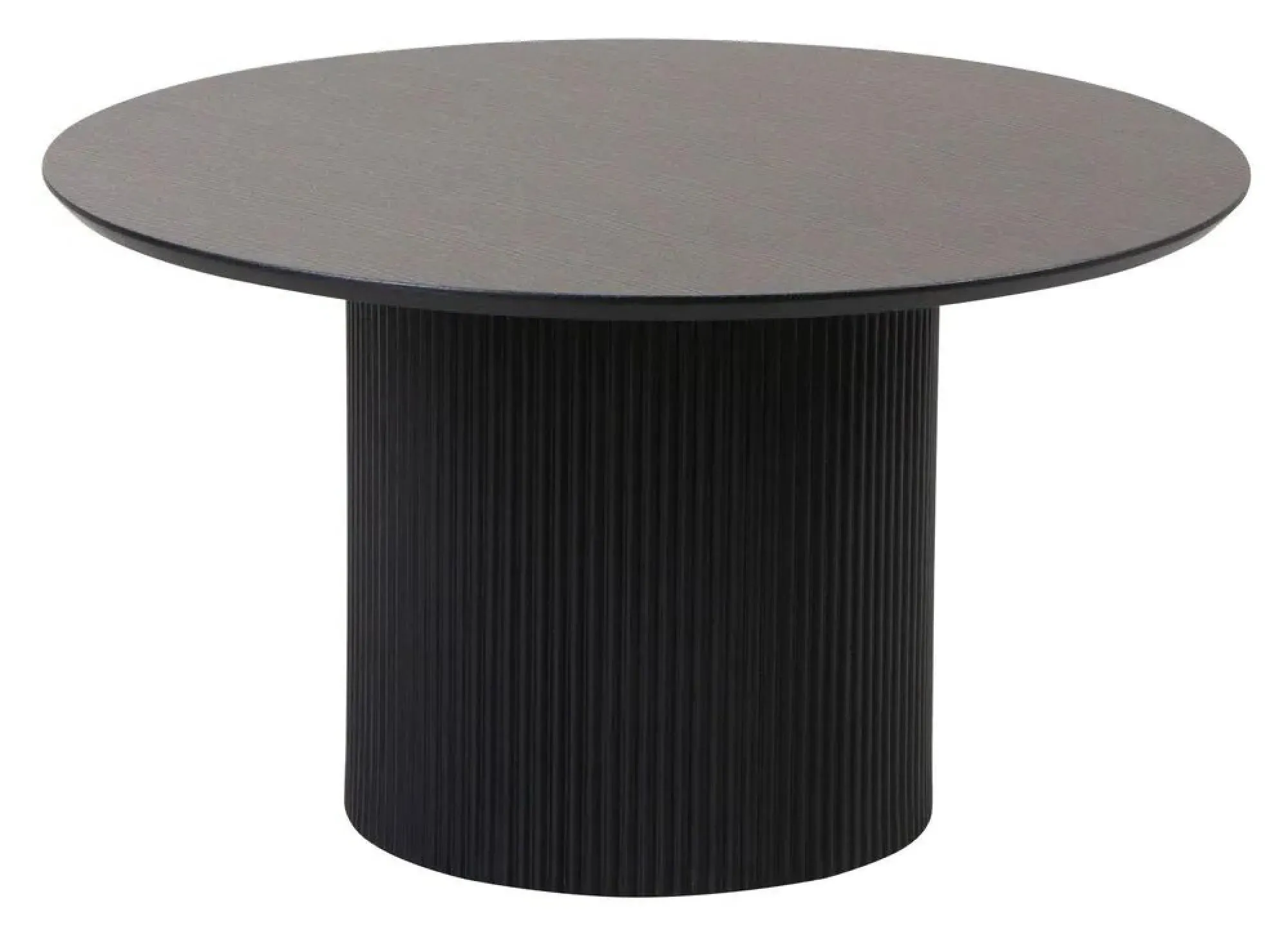 Bern Fluted Round Coffee Table with Drum Base - Black, MDF