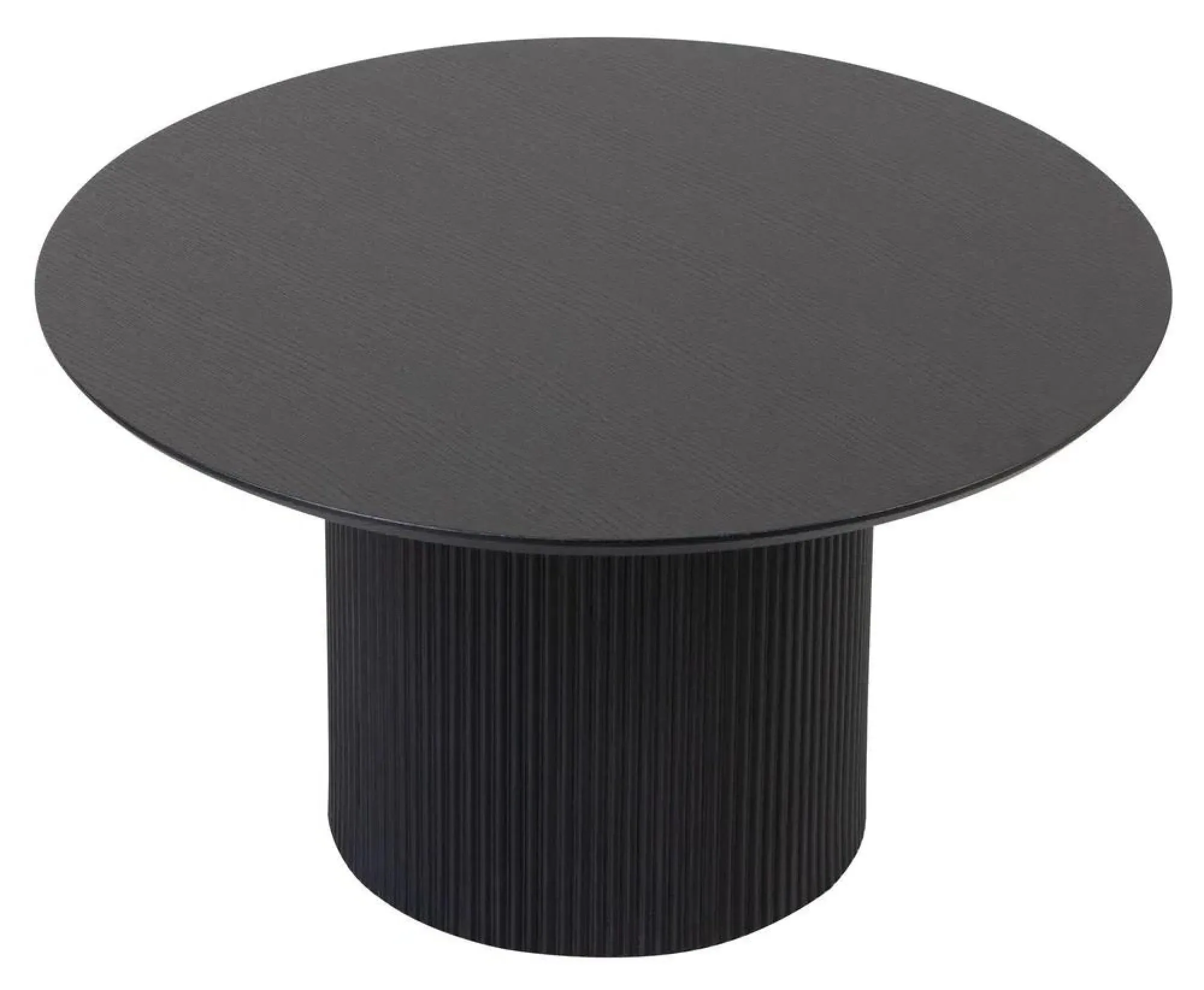 Bern Fluted Round Coffee Table with Drum Base - Black, MDF