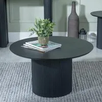 Bern Fluted Round Coffee Table with Drum Base - Black, MDF