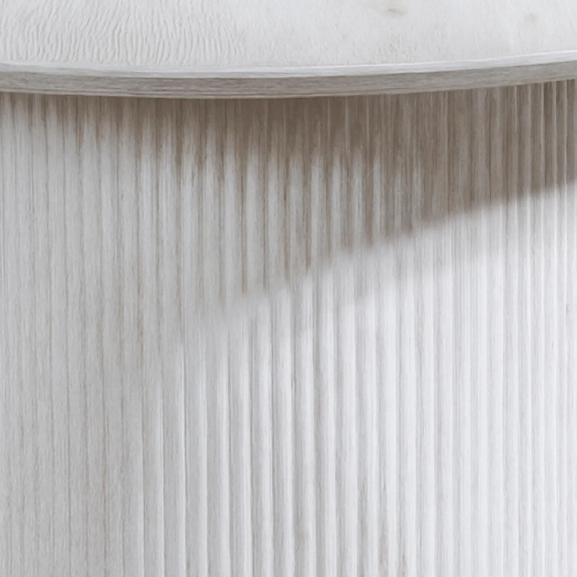 Bern Fluted Round Coffee Table with Drum Base - White Washed Oak