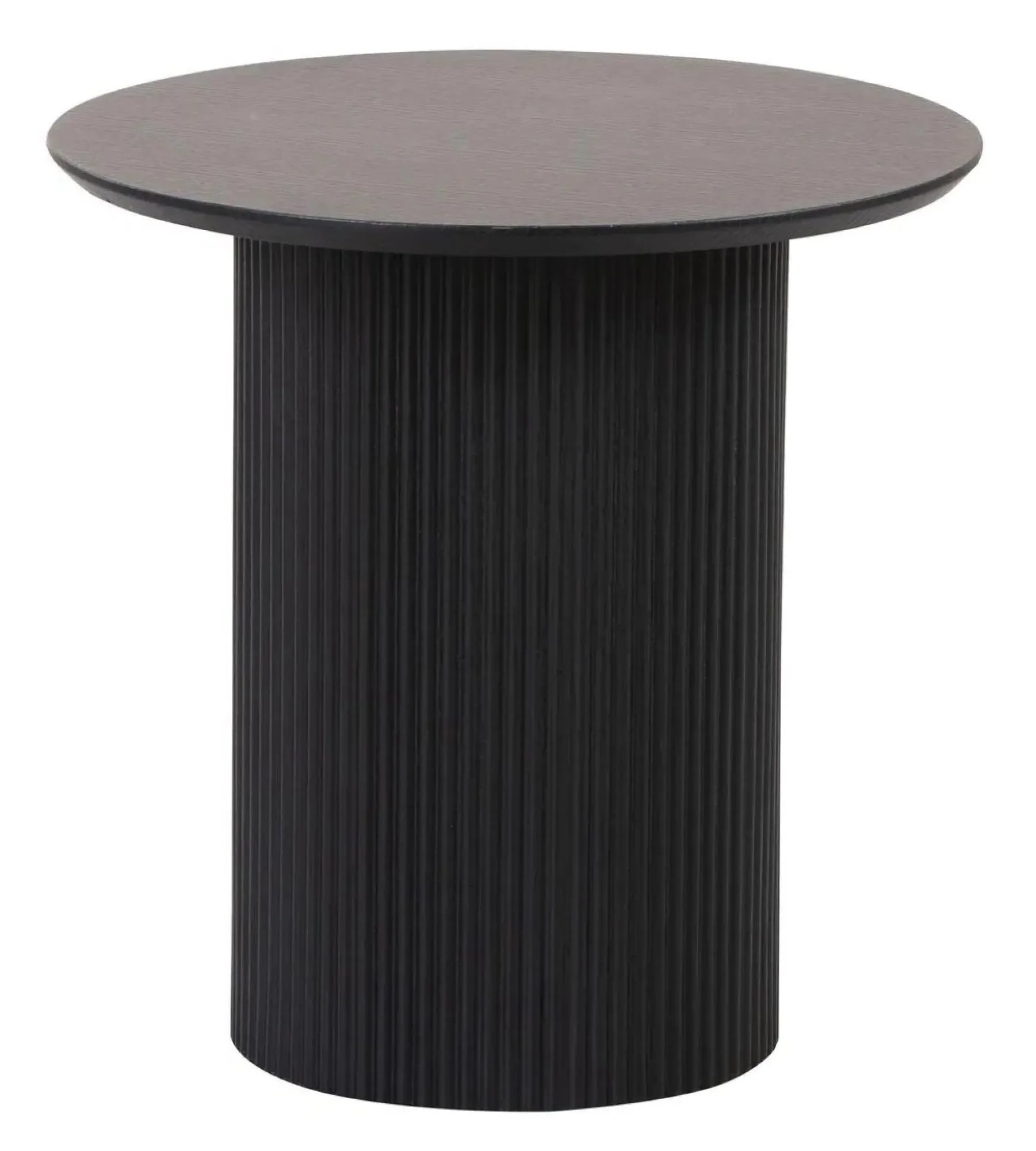 Bern Fluted Round End Table with Drum Base - Black