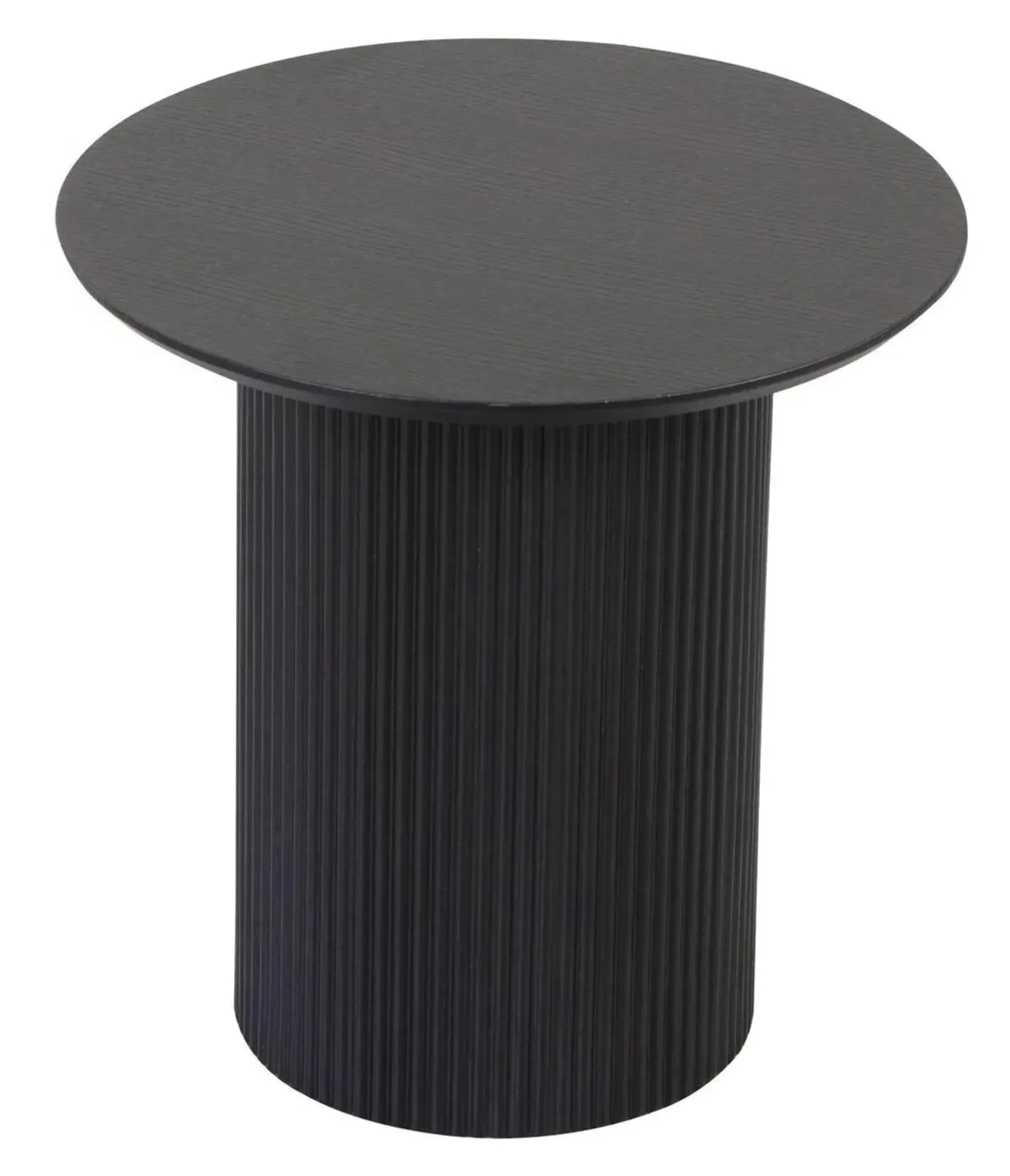 Bern Fluted Round End Table with Drum Base - Black