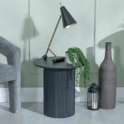 Bern Fluted Round End Table with Drum Base - Black image