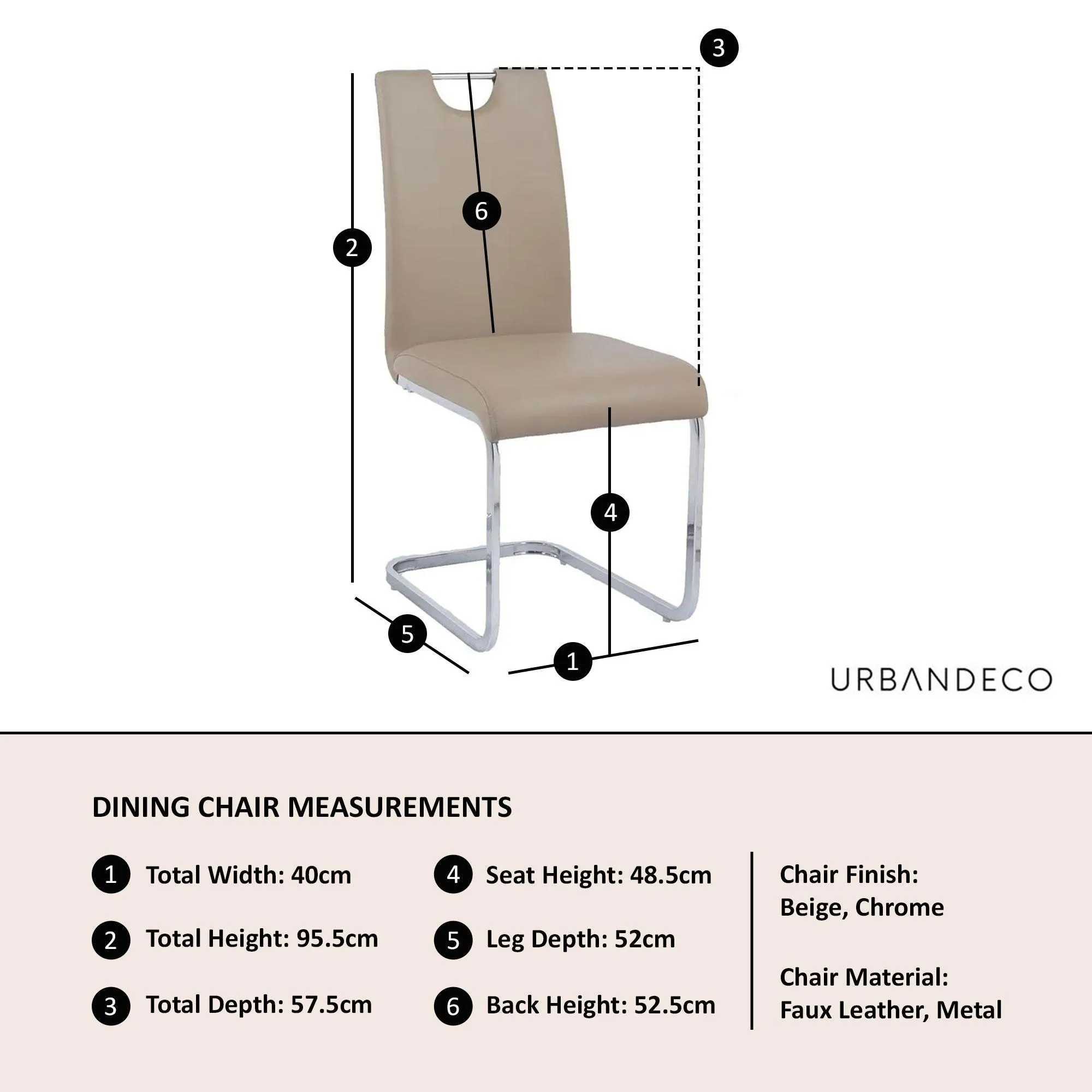 Bianco Cantilever Dining Chair - Beige, Faux Leather