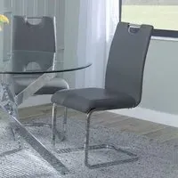 Bianco Cantilever Dining Chair - Grey, Faux Leather