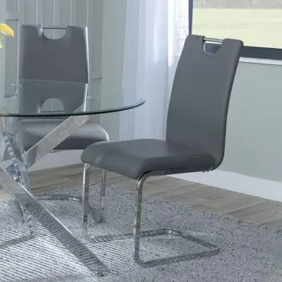 Bianco Cantilever Dining Chair - Grey, Faux Leather
