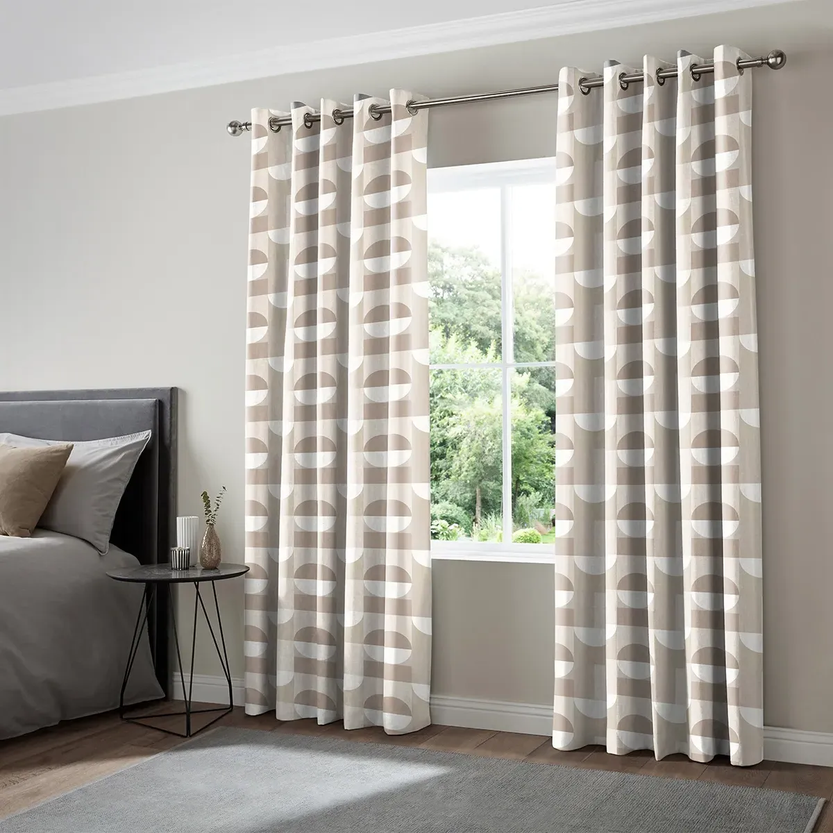 Alves Taupe Curtain - Taupe, Cotton