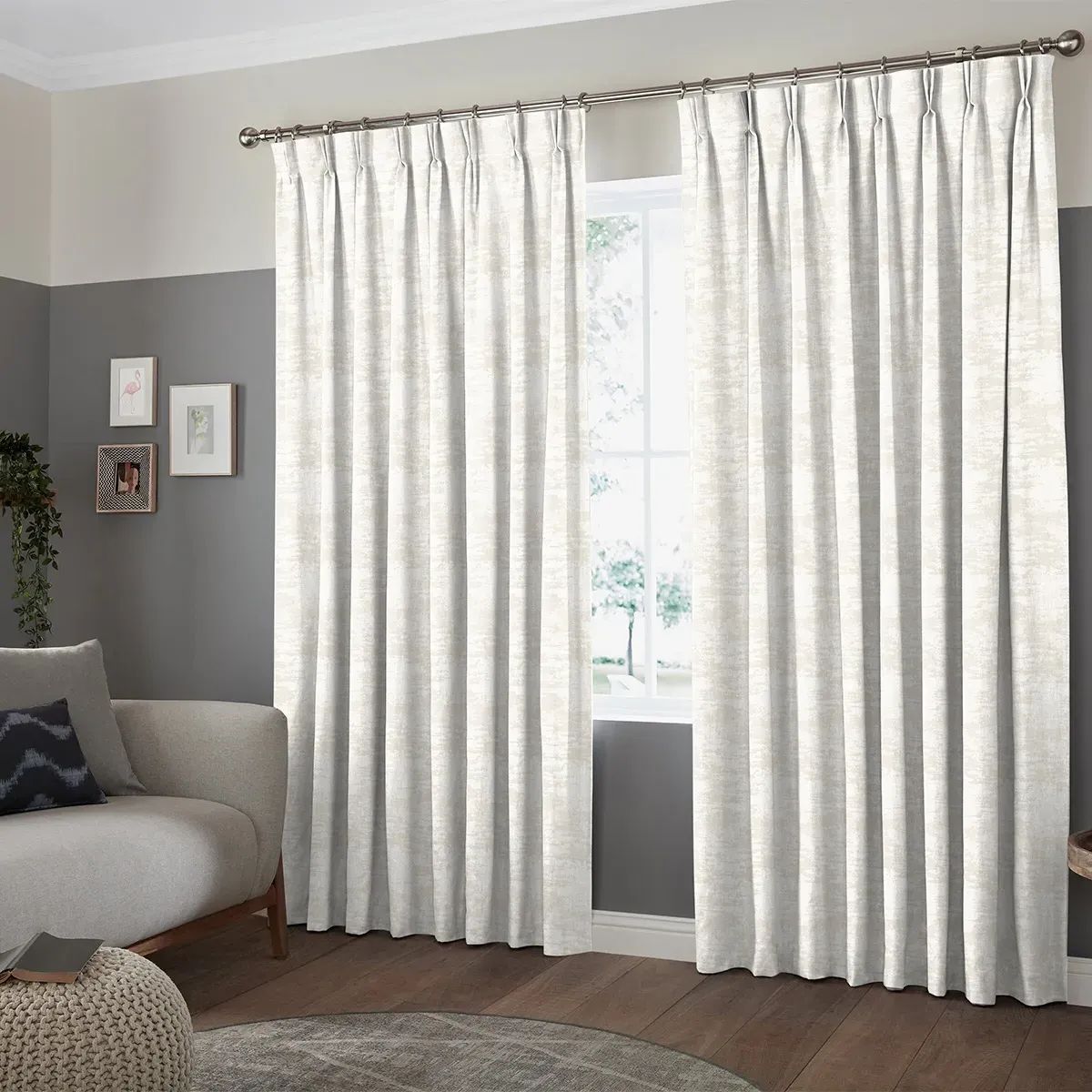 Asmir Pearl Curtain - Silver, Polyester