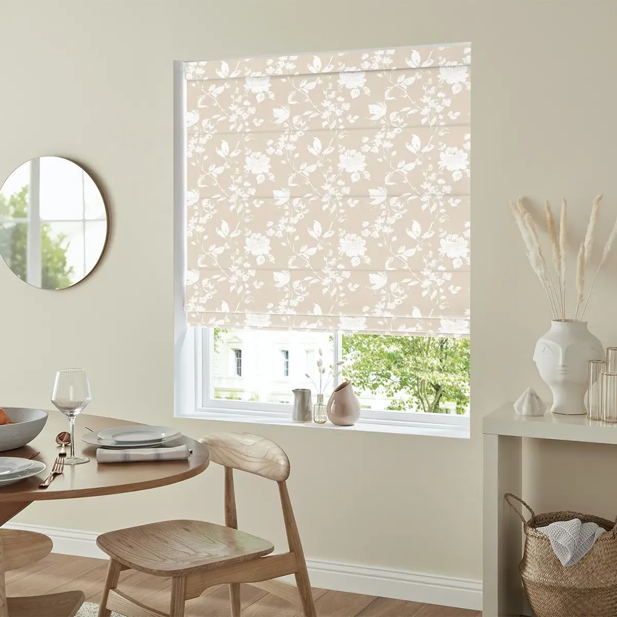 Booth Roman Blind - Cream, Cotton
