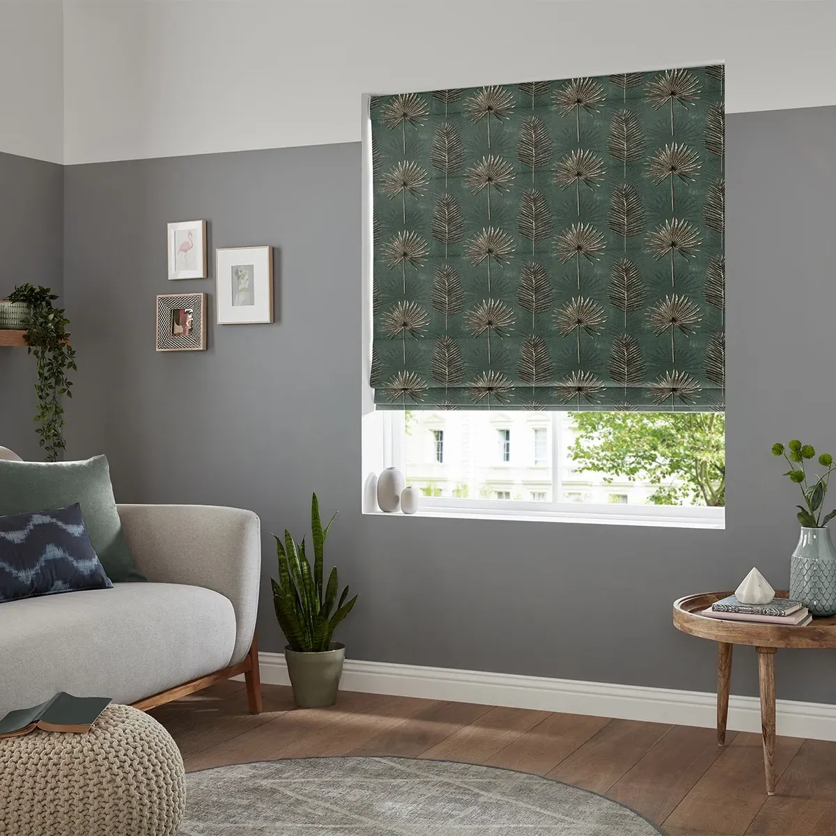 Burn Forest Roman Blind - Green, Cotton