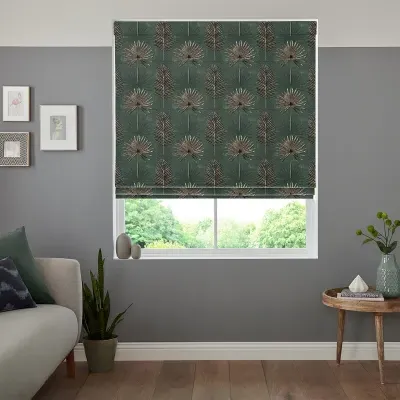 Burn Forest Roman Blind - Green, Cotton image